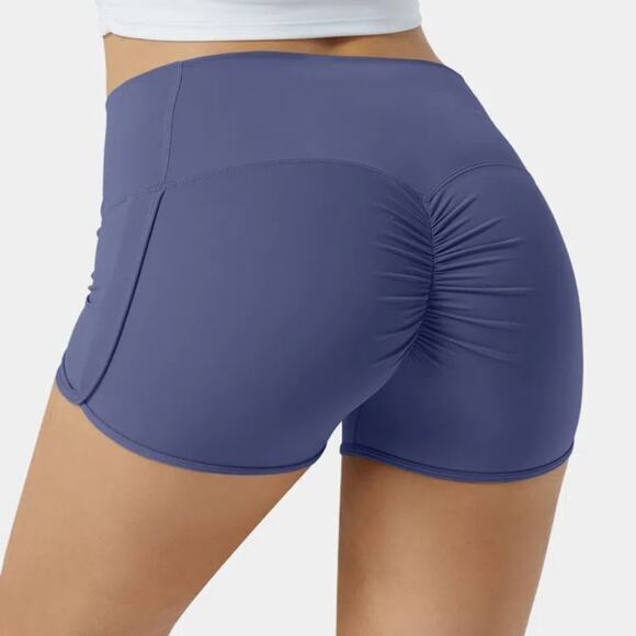 Halara Cloudful Air High Waisted Crossover‎ Butt Lifting Shorts 2.5'' Dusky Blue - Picture 2 of 5